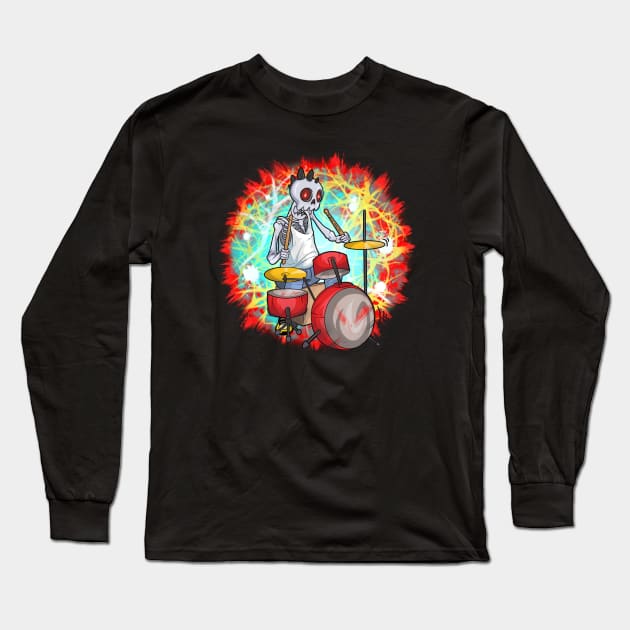 Punk Rock Band Skull Long Sleeve T-Shirt by Trendy Black Sheep